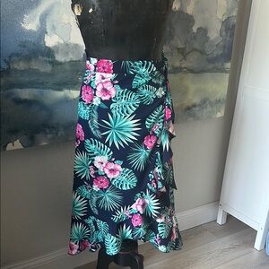 LYANER  M Women's Boho Floral Print Wrap Front Self Tie Knot